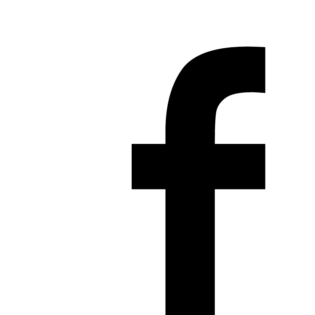 logo de Facebook noir et blanc, un f minuscule noir dans un cadre blanc.
